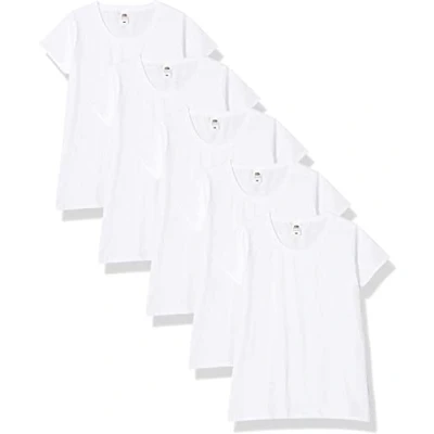 Imagen de Fruit of the Loom Valueweight T Shirt 5 Pack Camiseta, Blanco (White 30), L (Pack de 5) para Mujer