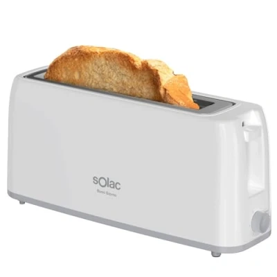 Imagen de Solac Tostador Buon Giorno 800W Ranura Larga 6 Niveles de Tostado Sistema Autocentrado Función Cancelación Bandeja Recoge Migas Extraíble Diseño Slim