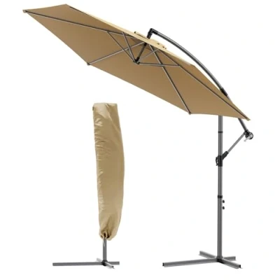 Imagen de VOUNOT 300 cm Parasol Excentrico, Sombrilla de Jardín con Manivela y Funda Protectora, Protección UV, Caqui