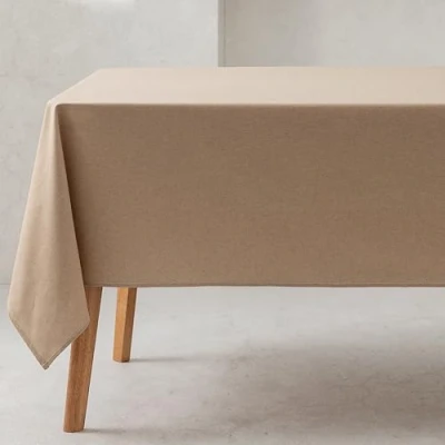Imagen de GAMUSI Mantel Liso Tela algodón orgánico Impermeable Antimanchas Rectangular Color Beige 140x180 cm