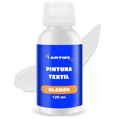 Imagen de 7 Artists Pintura Textil Blanca 125 ml para Tela Permanente y Lavable Ropa de