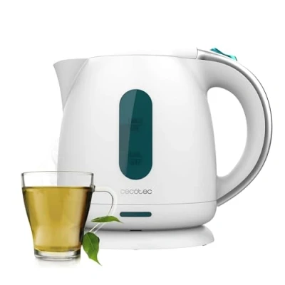 Imagen de Cecotec Hervidor de Agua, 1 L Capacidad, Thermosense 140 White, 2200W, Calentamiento Rápido, Filtro Antical, Libre BPA y Otros Tóxicos, Base con Giro 360º, Recipiente sin Cables