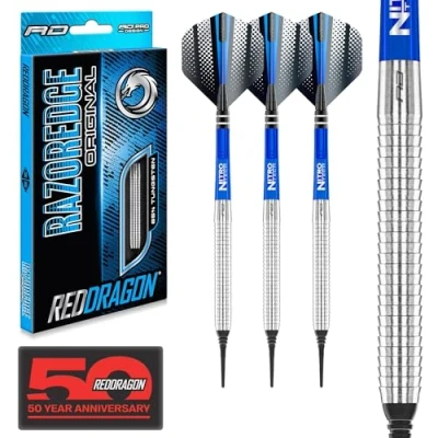 Imagen de RED DRAGON Razor Edge Original Juego de Dardos Softip Tungsteno 20 Gramos con Plumas y Vástagos