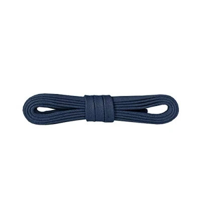 Imagen de Kaps Cordones Botas Planos Encerados, 100% Algodón Fino, Coloridos, Ancho 5 mm, Muchos Colores y Longitudes, Hechos en Europa (90 cm 36 pulgada 6 pares de ojales / 57 Azul marino)