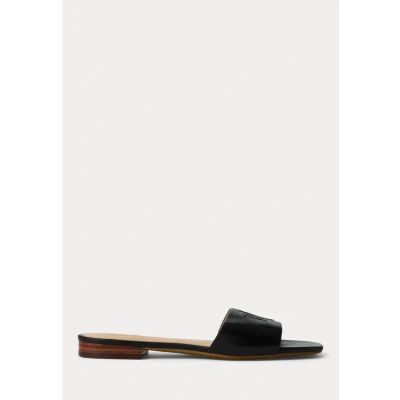 Imagen de Lauren Ralph Everley Calfskin Slide Sandal Sandalias planas, Mujer, Talla: 36, Black Zapatos
