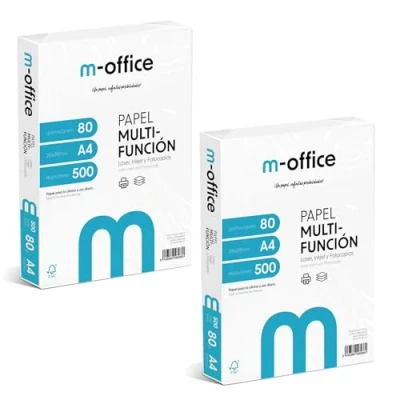 Imagen de Paquete Folios A4 80gr, 2 Paquetes de 500 hojas, Papel Multifunción para Impresora Inkjet y Láser, Hojas 210 x 297 mm Ideales la Oficina como el Hogar · m office (1000 hojas)