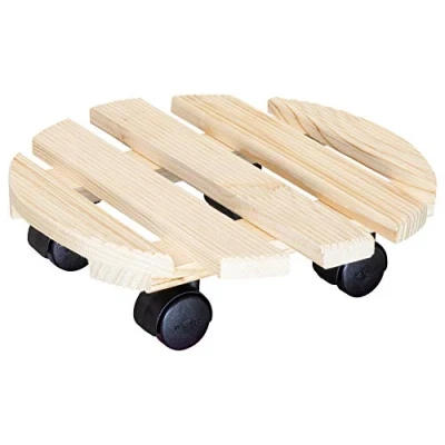 Imagen de WAGNER design yourself Soporte con Ruedas para Plantas Country diámetro 30 x 8 cm I Carrito Interior Tablero Antideslizante Madera Maciza FSC,Natural Capacidad de Carga 100 kg 20018101