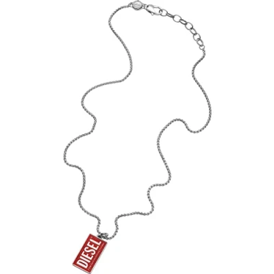Imagen de Diesel Cadena con placa de identificación para hombre, el logotipo acero inoxidable, DX1368040