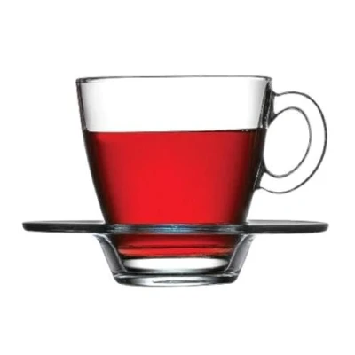 Imagen de Pasabahce 95040 6 Tazas de café con platillo Aqua, para té, y Capuchino, Personas