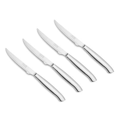 Imagen de Arcos Juego Cuchillos carne 4 piezas. Paquete bolsillo con borperla para cortar y filetear carne. Hoja mango Acero Inoxidable monobloque. Serie Mesa.