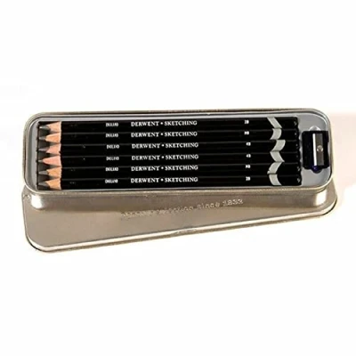 Imagen de Derwent Lápices para Dibujar y Escribir, Set de 6 con Sacapuntas, Ideal Bocetaje, Calidad Profesional, 0700836