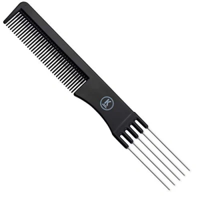 Imagen de K Pro Peine de Cabello Viaje con Peineta Cepillo Negro Cerdas Metal y Dientes Finos