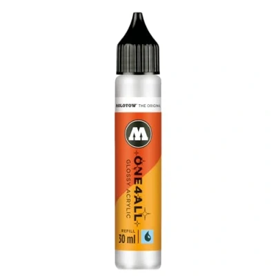 Imagen de Molotow One4All Refill acrílico 30 ml (tinta para rellenar rotuladores acrílicos, alta cobertura y permanente, de secado rápido, casi todas las superficies), 251 blanco brillante