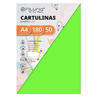 Imagen de Pack 50 Cartulinas Color Verde Tamaño A4 180g