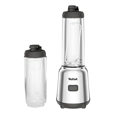 Imagen de Tefal BL15FD Mix and Move Mini batidora de vaso (300 W, 2 botellas To Go en Tritán premium, diseño compacto, fácil limpiar, cuchillas extraíbles, manejo con un solo botón, plata/gris)