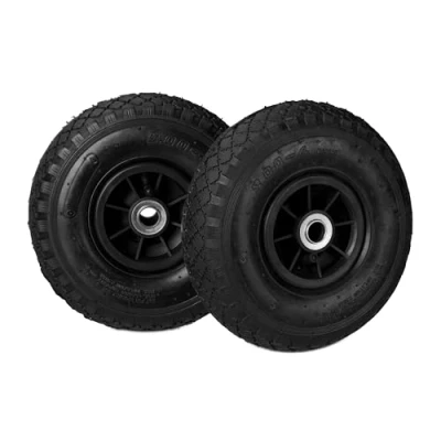 Imagen de Relaxdays Set de Dos Ruedas Carretilla, Neumáticos 3.00 4, hasta 80kg, Llanta plástico, 260x85 mm, Negro