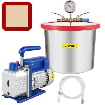 Imagen de VEVOR Bomba de Vacío 113L/min 7,5L Cámara Desgasificación Epoxi Silicona 4 CFM 1/3Hp Una Sola Etapa HVAC Herramientas Aire para Desespumar Silicona, Epoxi, Poliuretano