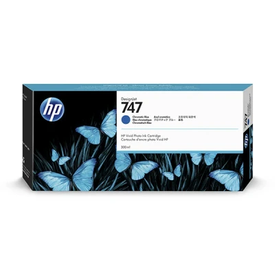 Imagen de HP 747 P2V85A Azul Cromático, Cartucho de Tinta Original DesignJet, 300 ml, para Impresoras DesignJet Serie Z9+