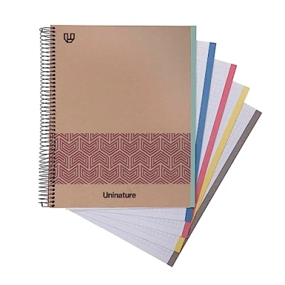 Imagen de Unipapel Cuaderno Escolar Reciclado A4 100 Hojas 5x5 90g Cuadrículadas 5 Bandas Color Lateral Rosa Uninature Concept FSC Recycled 100%