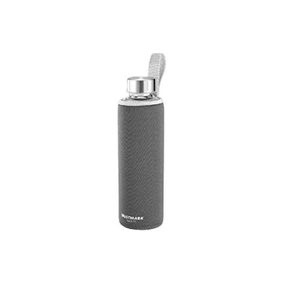 Imagen de Westmark Botella para beber, De vidrio con impresión, Incl. cubierta protectora, 550 ml, Vidrio/silicona/caucho, Sin BPA, Viva, Antracita/plata/transparente, 5272226A