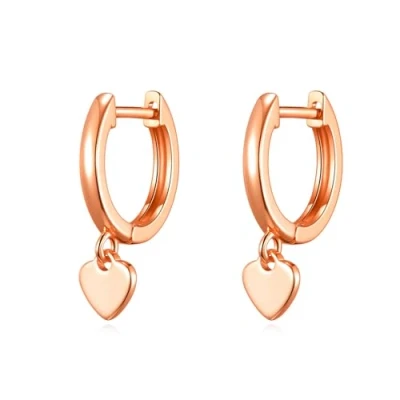 Imagen de Aretes de aro con dije corazón chapado en oro rosa