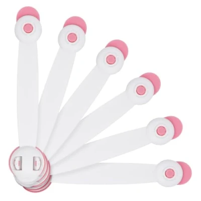 Imagen de Vicloon Cierres Seguridad Bebe, Cerraduras Bebe con 3M Adhesivo, Bebé de Bloqueo para Gabinetes, Cajones, Hornos, Neveras, No es Necesario Perforar, una Instalación Simple 6 Pieza, Rosa