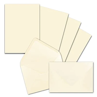 Imagen de &quot;farbenFroh by GUSTAV NEUSER &quot;25x juegos de papel carta DIN A5 con sobres C6 pegamento húmedo vainilla (crema) escribir mate FarbenFroh