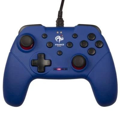 Imagen de Konix FFF Mando con Cable para Nintendo Switch, Switch OLED y PC Función de vibración 3 m Azul