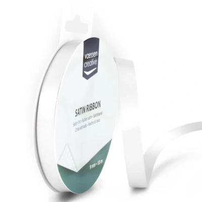 Imagen de Vaessen Creative Ready to Start Cinta de Raso Doble, Satén, Blanco, 9MM x 10M, 10