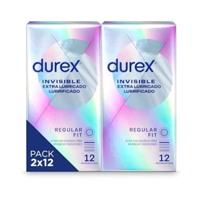 Imagen de Durex Pack Ahorro Preservativos Invisible Extra Lubricado, Ultra Fino Diseñado para Maximizar Sensaciones, 24 condones
