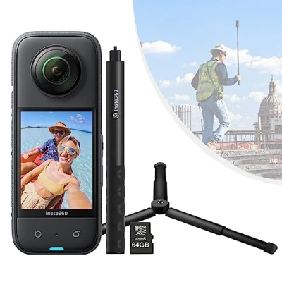 Imagen de Insta360 X3 Kit de encuesta cámara acción 360 Grados Que Incluye: Palo Selfie Invisible + trípode 64 GB