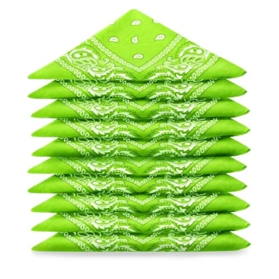 Imagen de Karl Loven EL BANDANA Lote de bandanas 100% Algodon primera calidad Paisley Panuelo Cabeza Cuello Bufanda Juego 10 Verde Manzana
