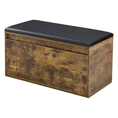 Imagen de [en.casa] Banco Zapatero Degerfors con Cajón Mueble para 3 Pares de Calzado Asiento Tapizado Entrada Recibidor Dormitorio Aglomerado Polipiel 80 x 39 45 cm Roble Oscuro/Negro