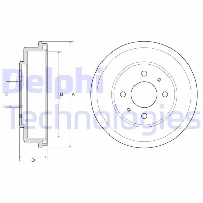 Imagen de DELPHI BF582 Tambor de Freno sin anillo sensor ABS, cojinete rueda 249 HYUNDAI: ACCENT 2