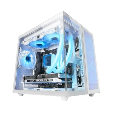 Imagen de CAJA MICROATX CUBE GAMING MARS MCNOVAM BLANCA DOBLE PANEL DE CRISTAL TEMPLADO CAMARA REJILLA FRONTAL USB C A 3.0