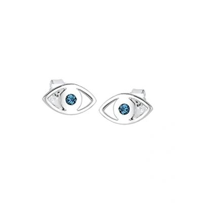 Imagen de Elli Pendientes Mujeres de Botón Mal Ojo con Cristal en Plata Ley 925