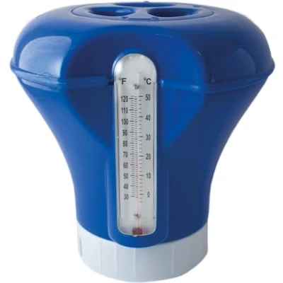 Imagen de Siqua dispensador cloro flotante con termómetro. dosificador automático de para piscinas, kit mantenimiento piscinas y spa.