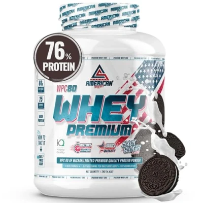 Imagen de AS American Suplement Premium Whey Protein Proteína de Suero Leche Aumentar Masa Muscular Alta Concentración WPC80 Kyowa Quality® (2 kg, Oreo/Black Cookies)
