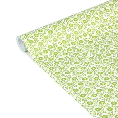 Imagen de Clairefontaine 223867C, Rollo de papel regalo, Excellia Tiny Rolls, 5m x 35cm (ancho pequeño especial), 80gr, Flores verdes