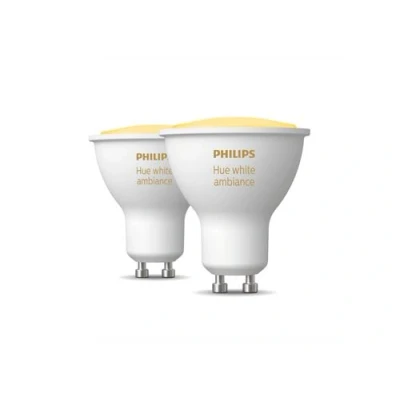 Imagen de Bombilla inteligente Philips Hue GU10, Luz Blanca de Cálida a Fría, 3W, Control voz, 2 unidades, Blanco