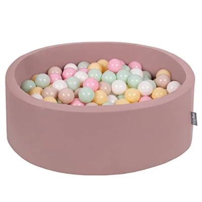 Imagen de KiddyMoon Piscina De Bolas 90X30cm/300 ∅ 7Cm para Ninos Hecha En La UE, Brecina:Beigepas/Amarillopas/Blanco/Menta/Rosacl