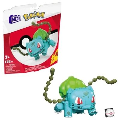 Imagen de MEGA Bloks Construx Pokémon Bulbasaur Figura de 175 Bloques construcción Juguete para niños (Mattel GVK83)