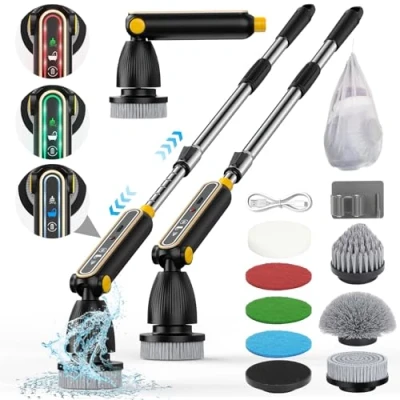Imagen de Cepillo Electrico Limpieza Hogar, de con Cabezas Reemplazables, Limpiador Giratorio Eléctrico 137cm Mango Ajustableelectrico para Baño, Cocina, Coche