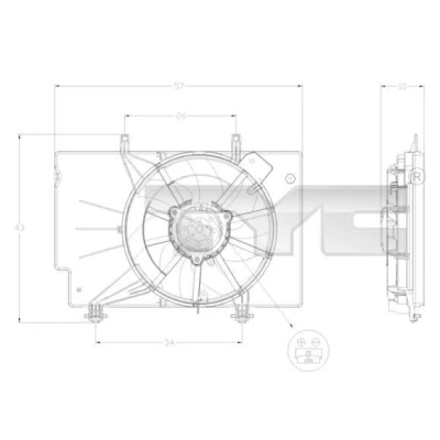 Imagen de TYC 810 0042 Ventilador de radiador 340 230 con bastidor (armazón) FORD: FIESTA 6, B Max