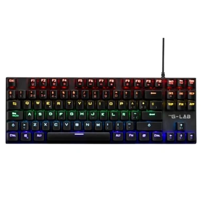 Imagen de The G Lab Keyz Mercury TKL Teclado Mecanico Gaming USB Gamer Formato TKL, Layout Español, RGB LED, Programable Gaming, Switch Outemu Red PC/PS4/PS5 Nuevo (Negro)
