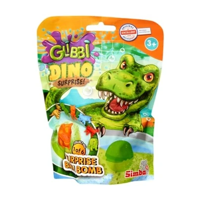 Imagen de Glibbi Dino Surprise Bomba de baño en 1 3 colores (azul, verde, naranja) con sorpresa, 6 figuras, 100 g, diversión el a partir años
