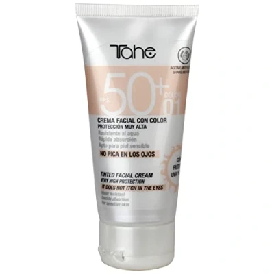 Imagen de Tahe Sun Protect Crema Facial con Color y Protección Solar 50+, resistente al agua, Natural 01, 50 ml