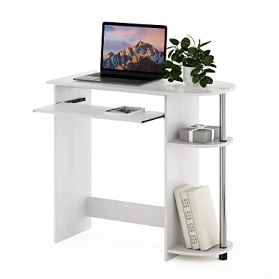 Imagen de Furinno Simplista Escritorio para computadora, Madera de ingeniería, Roble Blanco/Acero Inoxidable, 40.01 (D) x 80.01 (W) 73.03 (H) cm