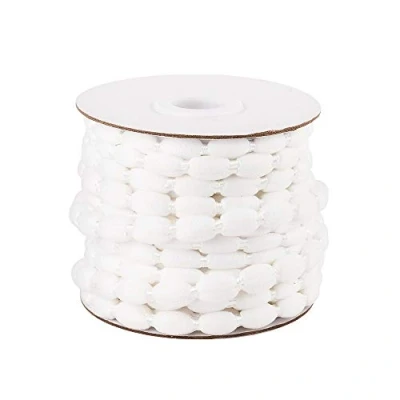 Imagen de Ideen mit Herz Rollo de cinta pompones, 1 cm diámetro, 10 m largo, ideal para manualidades y costura, color blanco