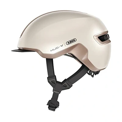 Imagen de ABUS Urban Helmet HUD y con luz trasera LED magnética recargable cierre magnético casco de bicicleta moderno para uso diario hombres mujeres Beige mate, talla M